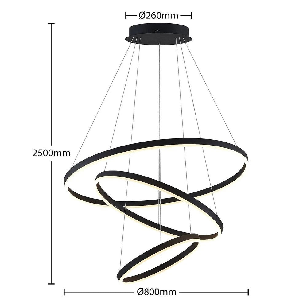 Albiona 3 ripplamp must/valge - Arcchio