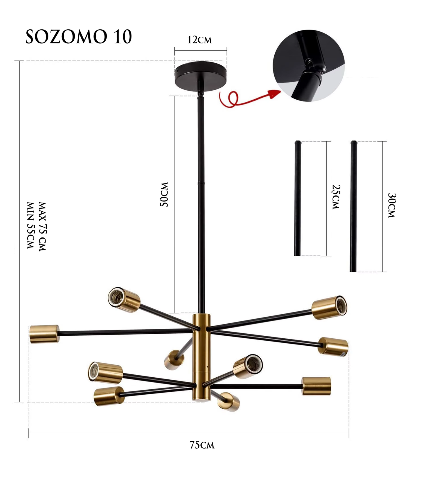 SOZOMO must ja kuldne skandinaaviapärane laevalgusti