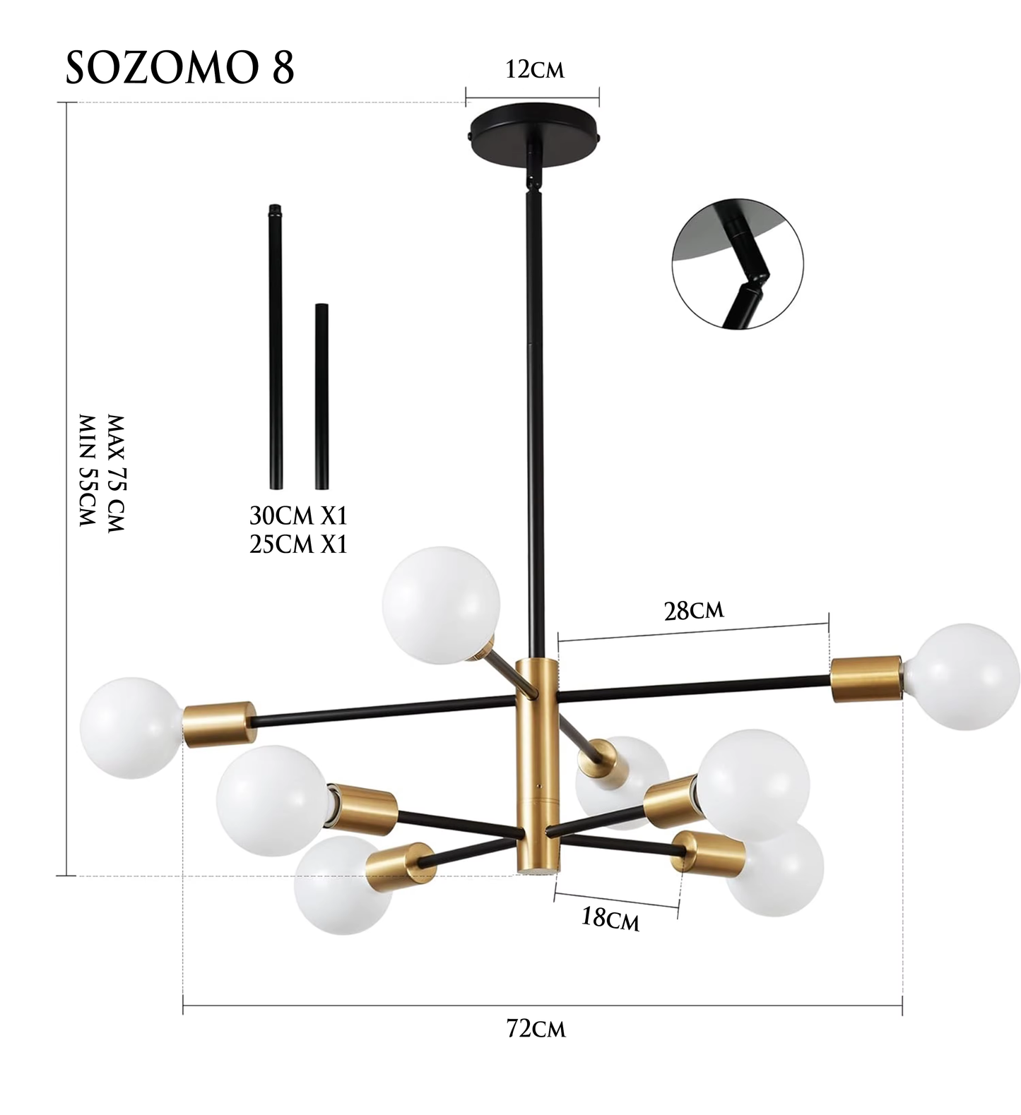 SOZOMO must ja kuldne skandinaaviapärane laevalgusti