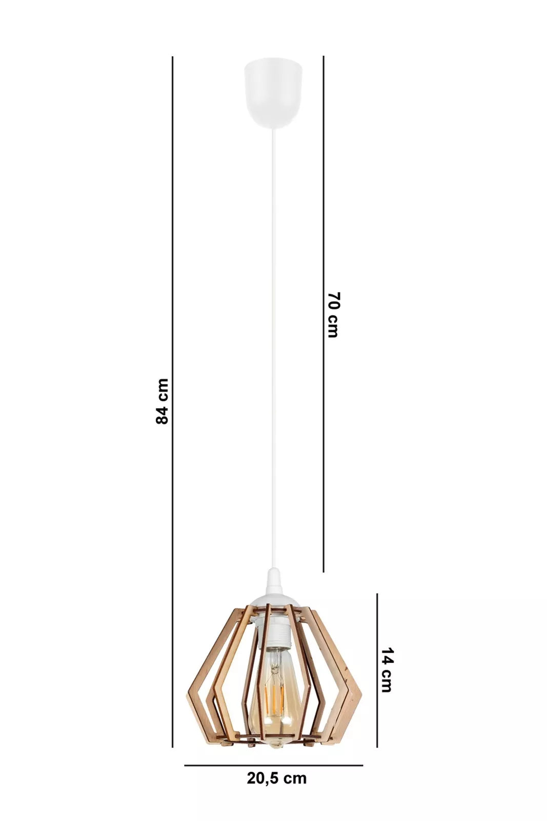 Skandinaavinen riippuvalaisin musta/pähkinäpuu, halkaisija 20,5 cm, E27, moderni ja kodikas